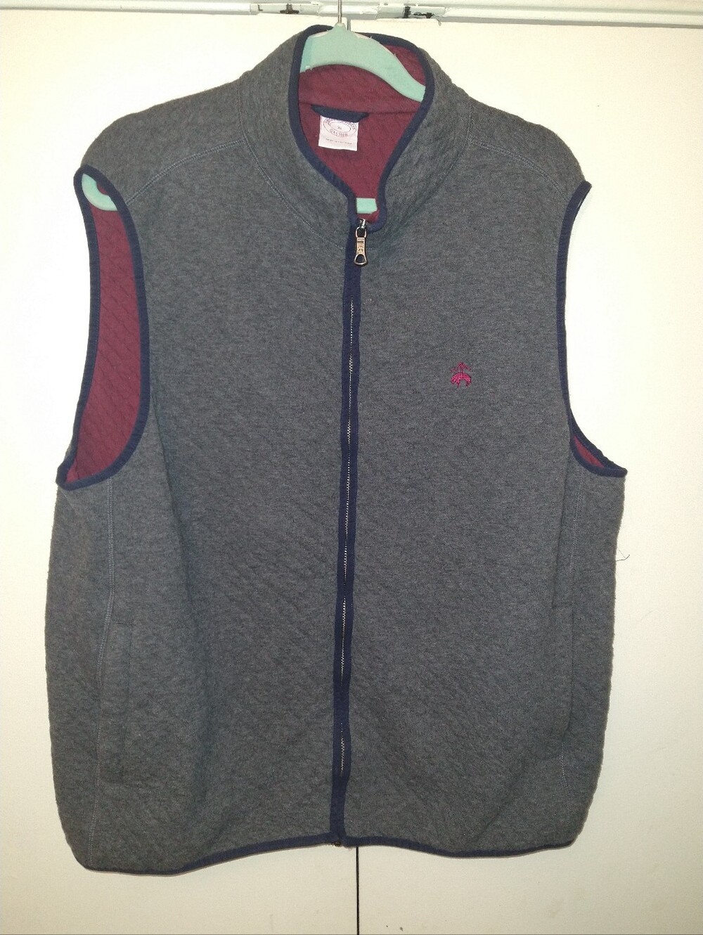 Brooks Brothers Cotton Blend Diamond Quilted Full Zip Vest Men's sz XL.